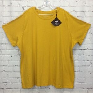 AVA & VIV T-Shirt Women's Plus Size 3x(24-26) Gold Scoop Neck Short Sleeve Comfy